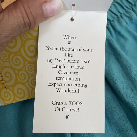 KOOS OF COURSE Pull On Capris Women's Small Turquoise Linen Blend Beachy NWT - Picture 10 of 15